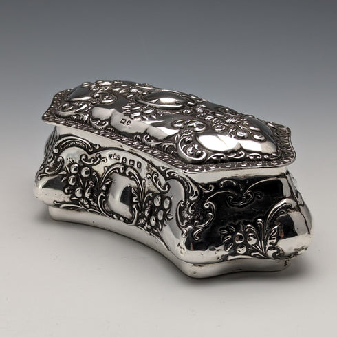 1905年 英国アンティーク 純銀製 ジュエリーボックス 202g Jones & Crompton